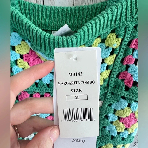 Design History Floral Grandma Square Patchwork Crochet Minidress Cottagecore Med - Picture 4 of 4